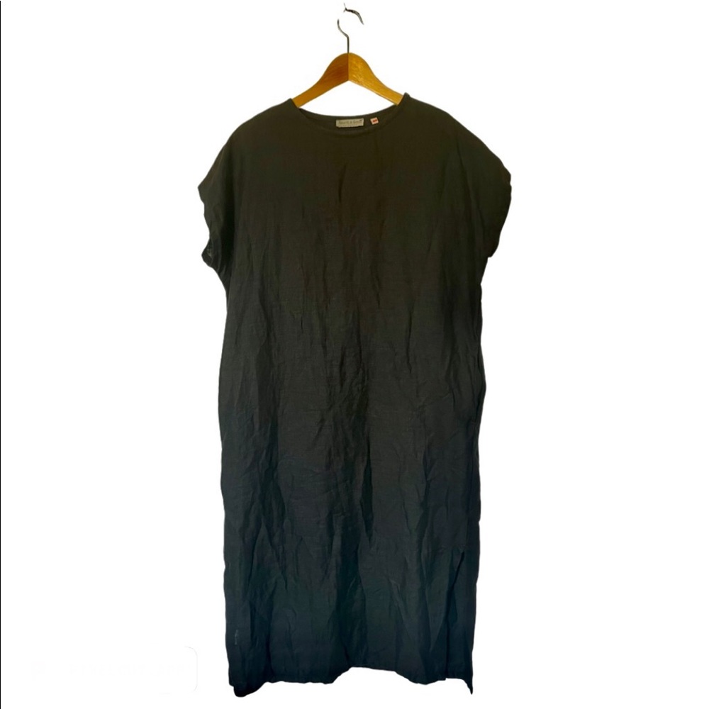 ❗️FINAL PRICE❗️NWOT Black 100% linen dress with pockets, XS-M - Picture 2 of 11